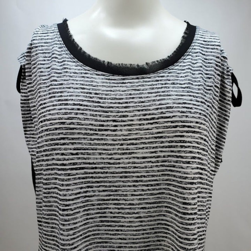 Patrizia Luca Milano Striped Sleeveless Shoulder Tie Blouse M